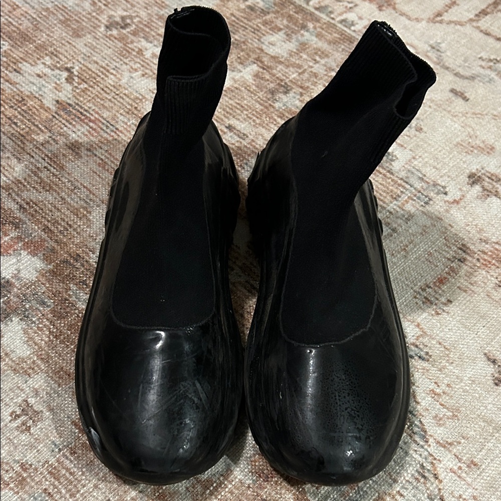 Miu Miu Black Glossy Sock Ankle Boots